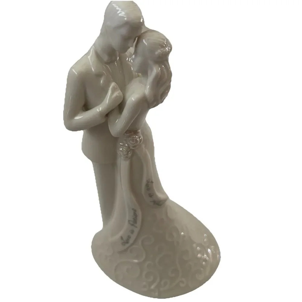 Wedding Cake Topper Bride & Groom Roman “Love is Patient…” 8.75” Tall Porcelain